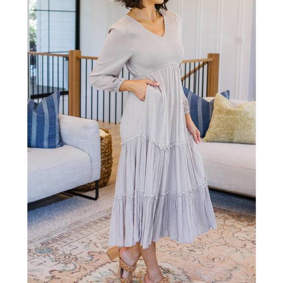 NEW HAYDEN LA easy come, easy go tiered midi dress in heather - Picture 2 of 4